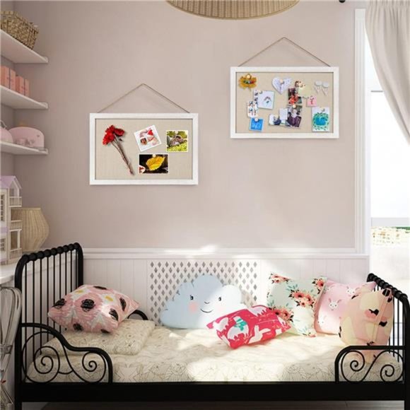 2-Pack Cork Board with Linen 16x11 inch Bulletin Board Wall Decor Hanging Pin - Picture 2 of 6